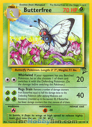 0034 Butterfree Uncommon Base Set 2