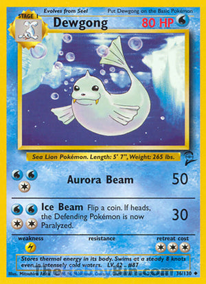 0036 Dewgong Uncommon Base Set 2