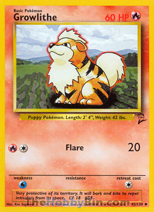 0042 Growlithe Uncommon Base Set 2