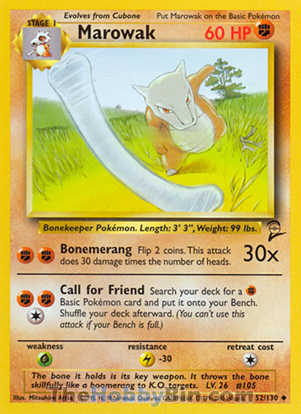Marowak #52/130 Uncommon - Base Set 2 Pokemon card