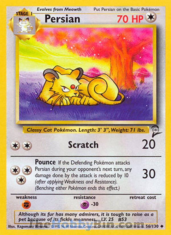 Persian #56/130 Uncommon - Base Set 2 Pokemon card