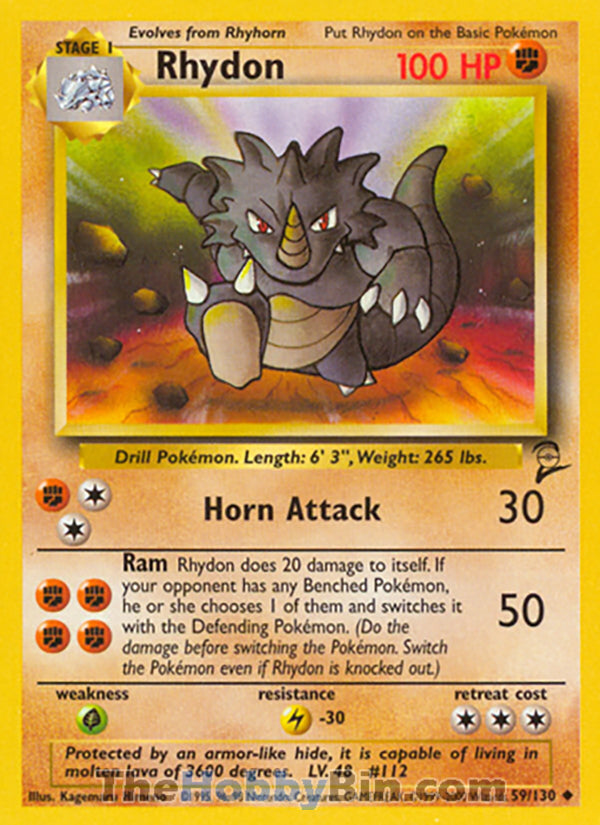 Rhydon #59/130 Uncommon - Base Set 2 Pokemon card