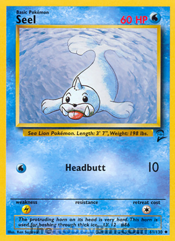Seel #61/130 Uncommon - Base Set 2 Pokemon card