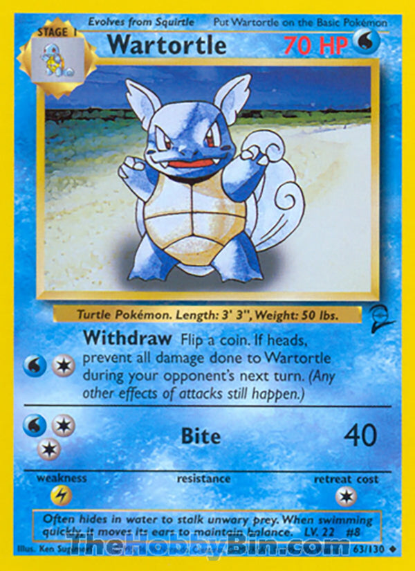 Wartortle #63/130 Uncommon - Base Set 2 Pokemon card