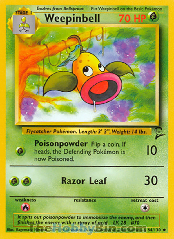 Weepinbell #64/130 Uncommon - Base Set 2 Pokemon card