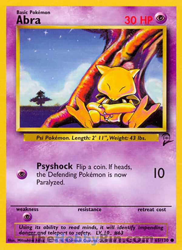Abra #65/130 Common - Base Set 2 Pokemon card