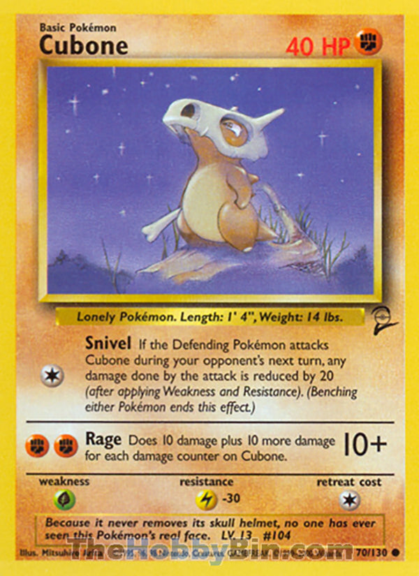Cubone #70/130 Common - Base Set 2 Pokemon card