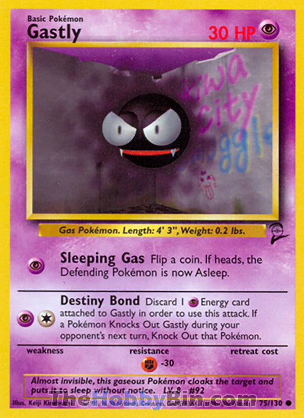 Gastly #75/130 Common - Base Set 2 Pokemon card