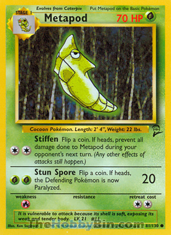 Metapod #81/130 Common - Base Set 2 Pokemon card