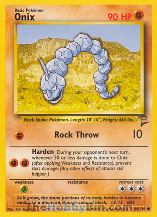 Onix #84/130 Common - Base Set 2 Pokemon card