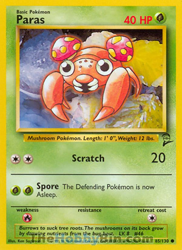 Paras #85/130 Common - Base Set 2 Pokemon card