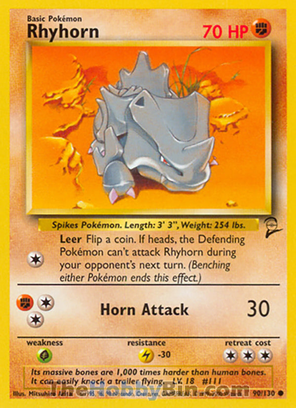 Rhyhorn #90/130 Common - Base Set 2 Pokemon card