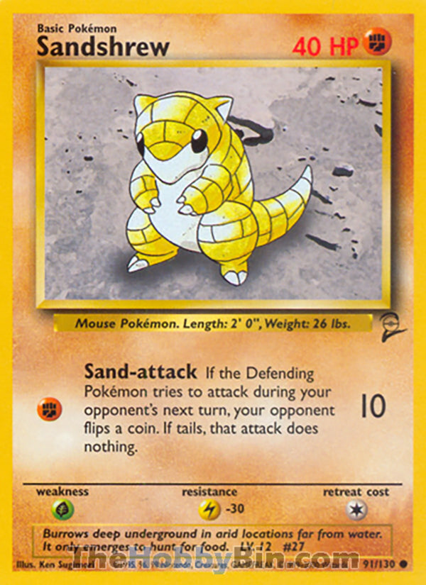 Sandshrew #91/130 Common - Base Set 2 Pokemon card