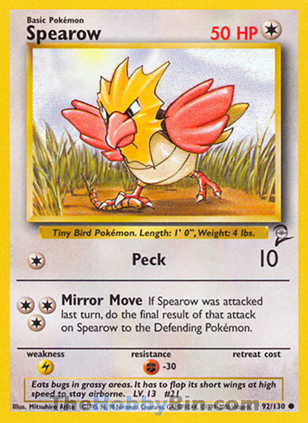 Spearow #92/130 Common - Base Set 2 Pokemon card