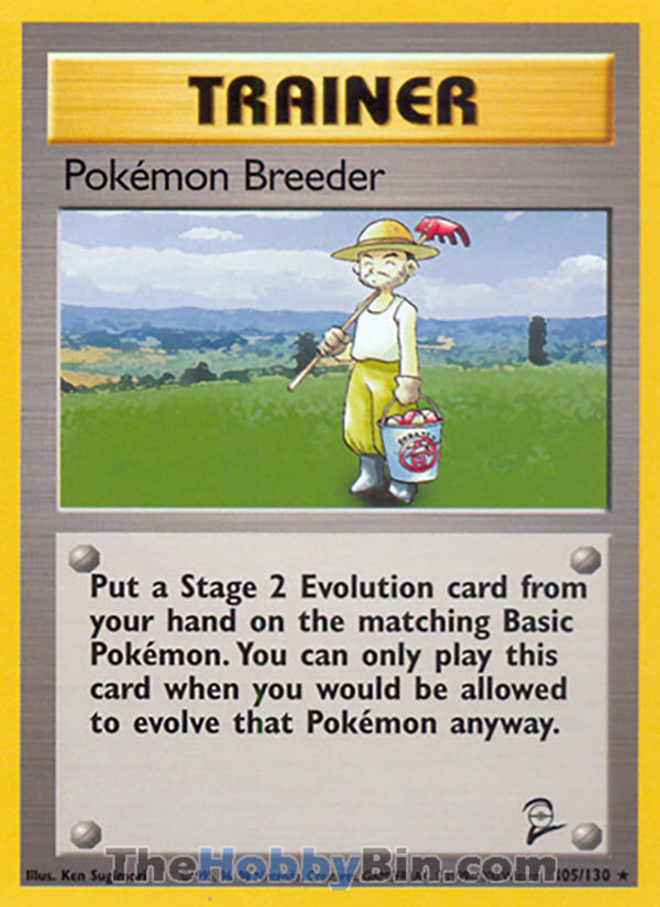 Pokemon Breeder #105/130 Rare - Base Set 2 Pokemon card