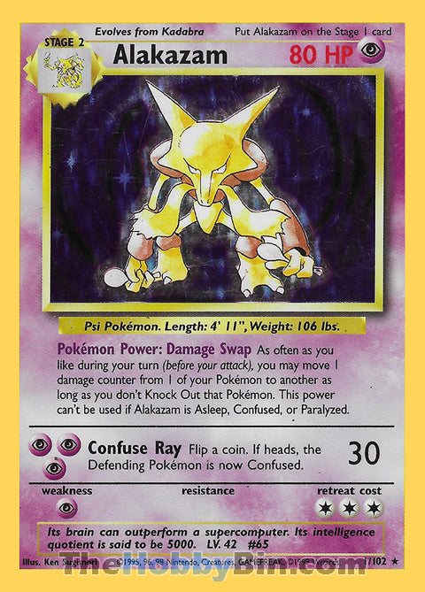 Alakazam #1/102 Holo Rare - Base Set Pokemon card