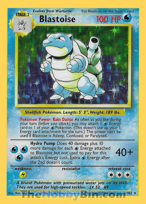 Blastoise Base Set Unlimited  Holo Rare #2/102