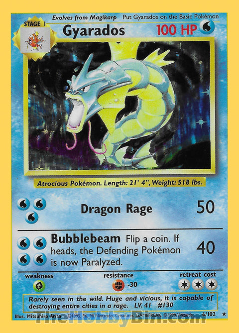 Gyarados #6/102 Holo Rare - Base Set Pokemon card