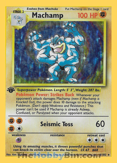 Machamp Base Set Unlimited Holo Rare #8/102