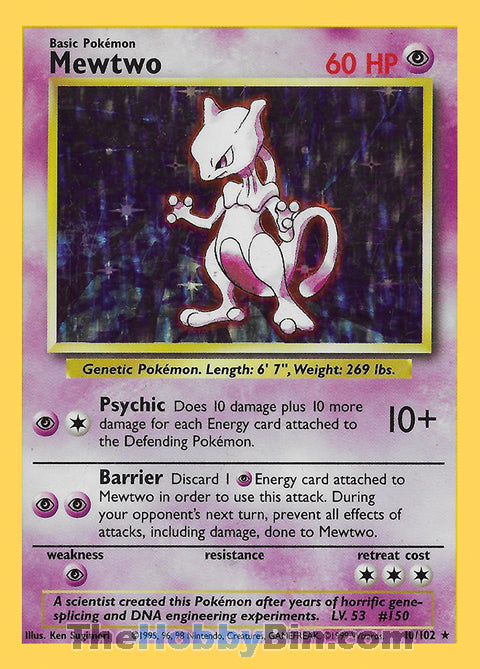 Mewtwo Base Set Unlimited  Holo Rare #10/102