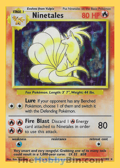Ninetales Base Set Unlimited Holo Rare #12/102