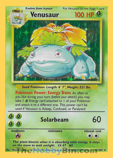 Venusaur Base Set Unlimited  Holo Rare #15/102