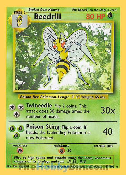 Beedrill #17/102 Rare - Base Set Pokemon card