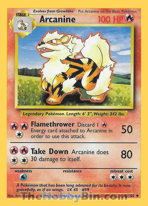 Arcanine #23/102 Uncommon - Base Set Pokemon card
