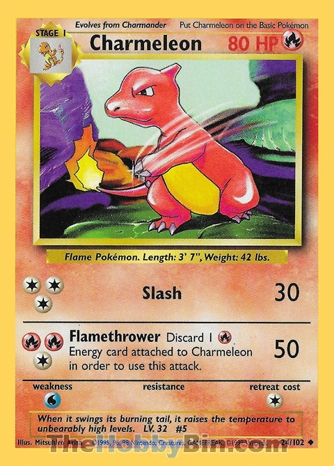 Charmeleon #24/102 Uncommon - Base Set Pokemon card