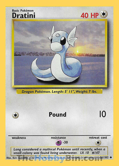 Dratini #26/102 Uncommon - Base Set Pokemon card