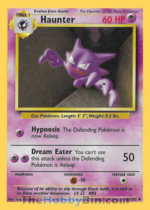 Haunter #29/102 Uncommon - Base Set Pokemon card