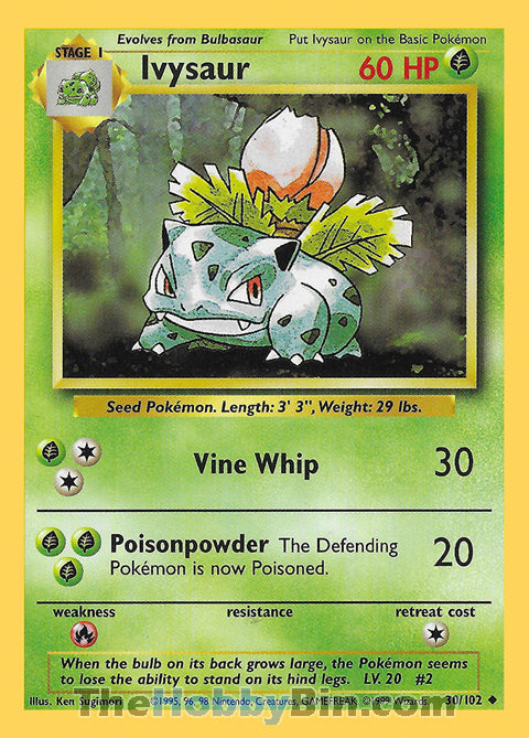 Ivysaur #30/102 Uncommon - Base Set Pokemon card