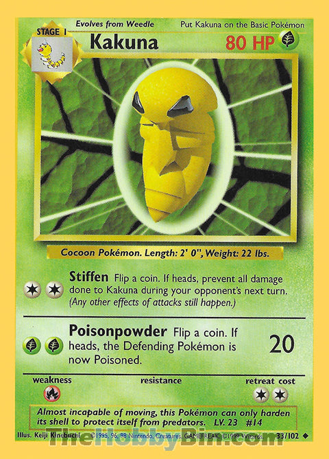 Kakuna #33/102 Uncommon - Base Set Pokemon card