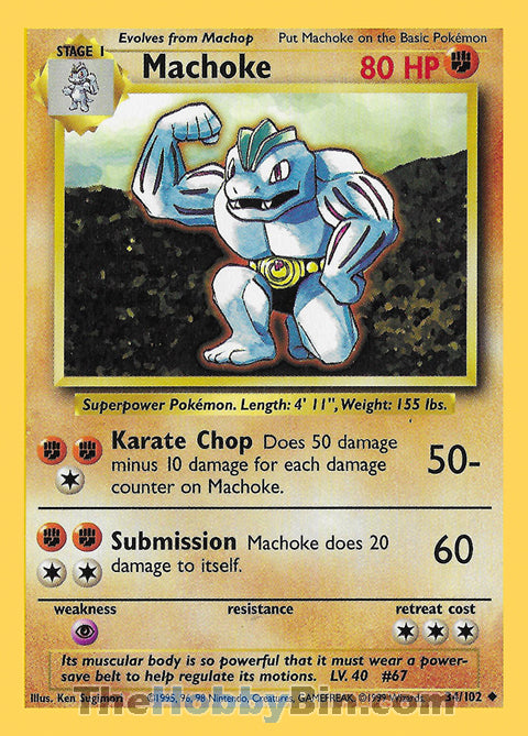 Machoke #34/102 Uncommon - Base Set Pokemon card