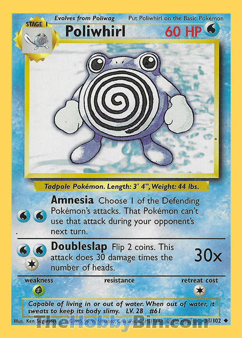 Poliwhirl Base Set Unlimited  Uncommon #38/102