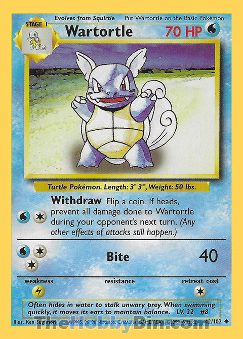 Wartortle #42/102 Uncommon - Base Set Pokemon card