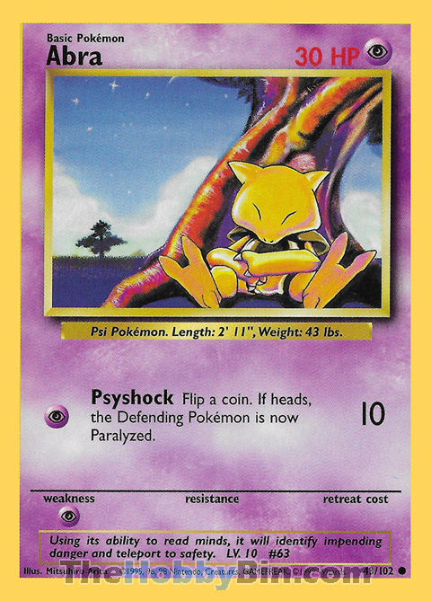 Abra #43/102 Common - Base Set Pokemon card
