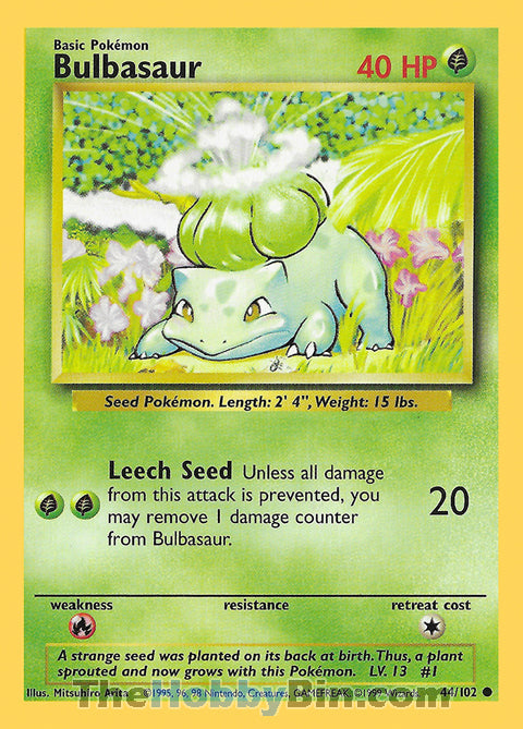 Bulbasaur #44/102 Common - Base Set Pokemon card