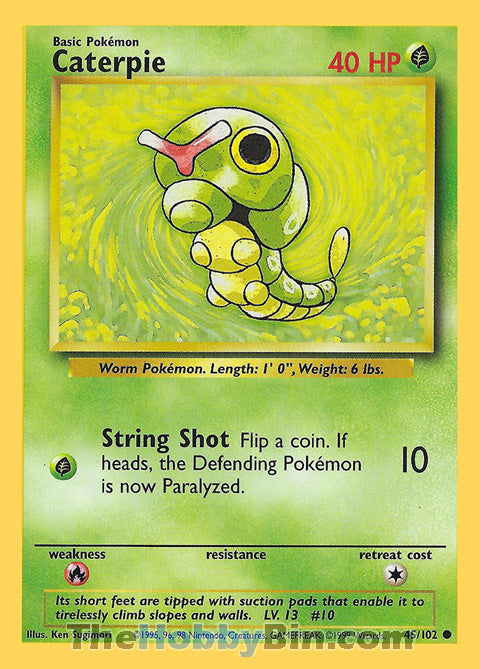Caterpie #45/102 Common - Base Set Pokemon card