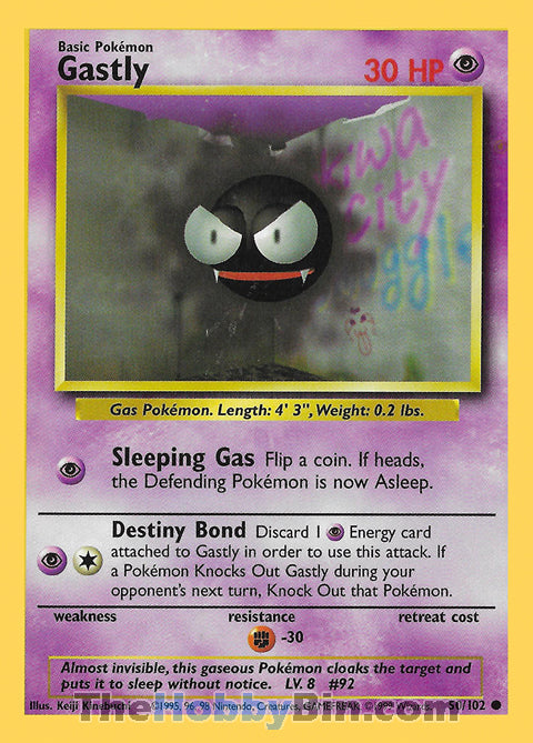 Gastly #50/102 Common - Base Set Pokemon card