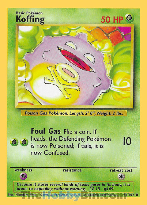 Koffing #51/102 Common - Base Set Pokemon card