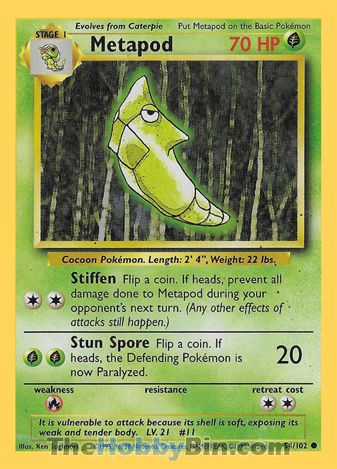 Metapod #54/102 Common - Base Set Pokemon card