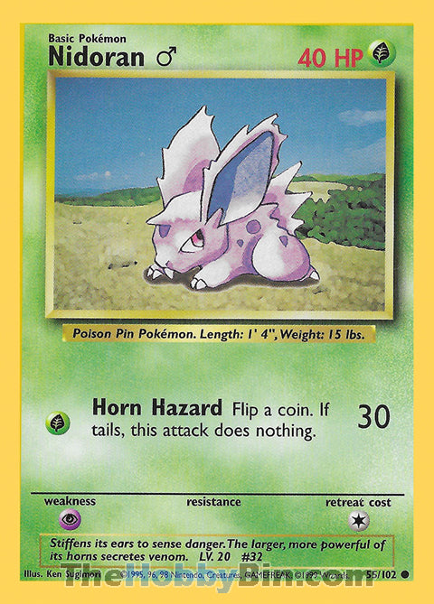 Nidoran M #55/102 Common - Base Set Pokemon card