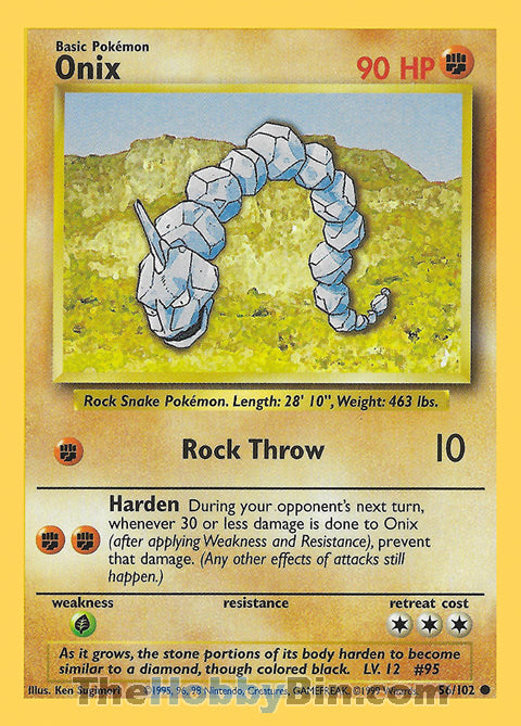 Onix #56/102 Common - Base Set Pokemon card