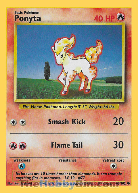 Ponyta #60/102 Common - Base Set Pokemon card