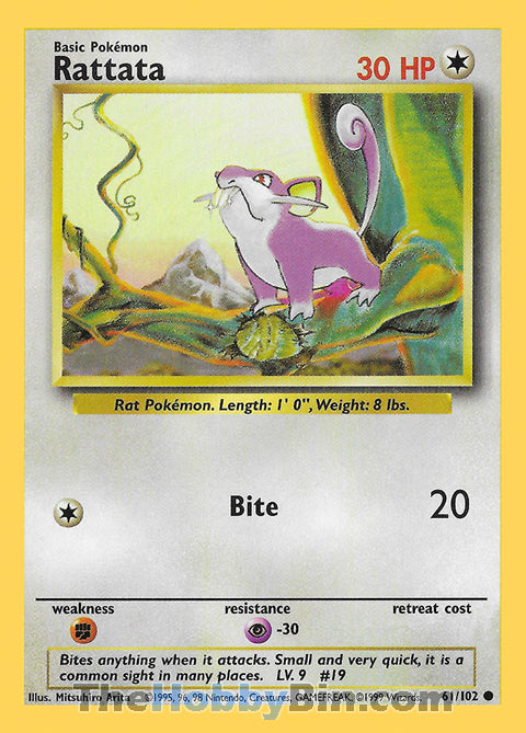 Rattata Base Set Unlimited  Common #61/102