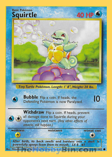 Squirtle #63/102 Common - Base Set Pokemon card