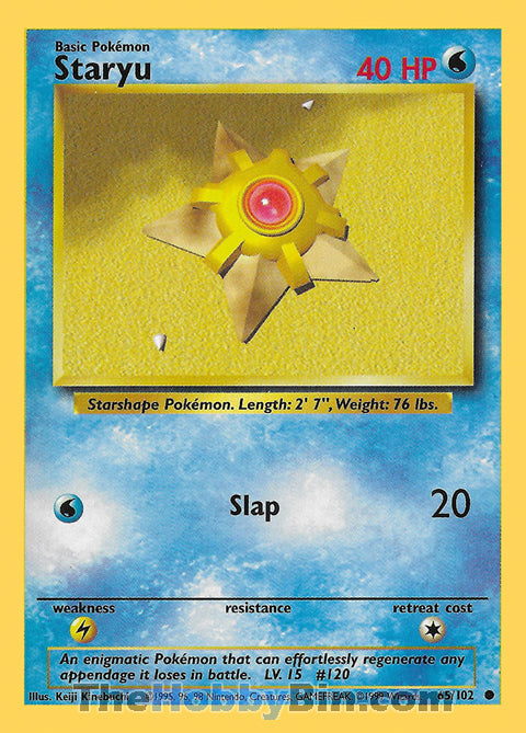 Staryu #65/102 Common - Base Set Pokemon card