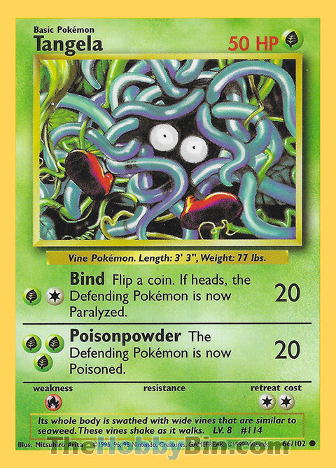 Tangela #66/102 Common - Base Set Pokemon card