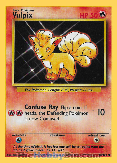 Vulpix #68/102 Common - Base Set Pokemon card